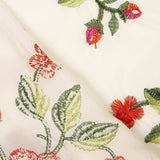 Châle brodé Rose Rouge Tencel Blanc Naturel - Ribes y Casals