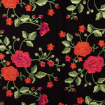 Châle brodé rose rouge Tencel noir - Ribes y Casals