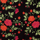 Châle brodé rose rouge Tencel noir - Ribes y Casals