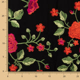 Châle brodé rose rouge Tencel noir - Ribes y Casals