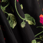 Châle brodé rose rouge Tencel noir - Ribes y Casals