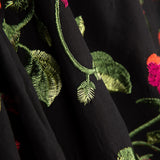 Châle brodé rose rouge Tencel noir - Ribes y Casals