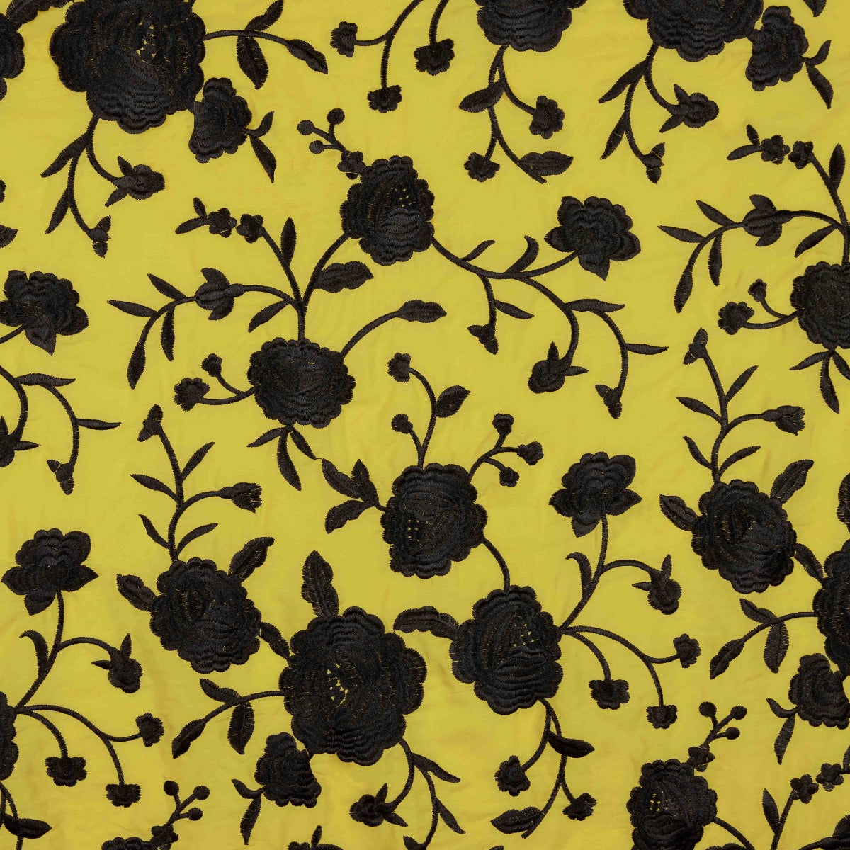 Châle brodé noir Tencel Albero Yellow - Ribes y Casals