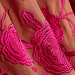 Châle brodé Fuchsia Tencel Corail - Ribes y Casals