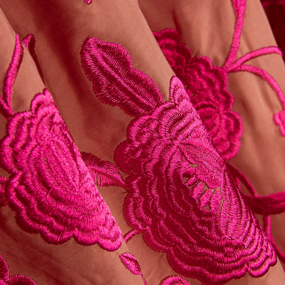 Retal Mantón Bordado Fucsia Tencel Coral 45x140 cm - Ribes y Casals