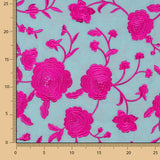 Châle brodé Fuchsia Tencel Light Blue - Ribes y Casals