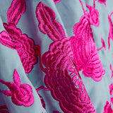 Châle brodé Fuchsia Tencel Light Blue - Ribes y Casals