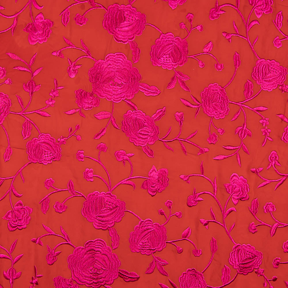 Fuchsia Châle brodé Tencel Rouge - Ribes y Casals