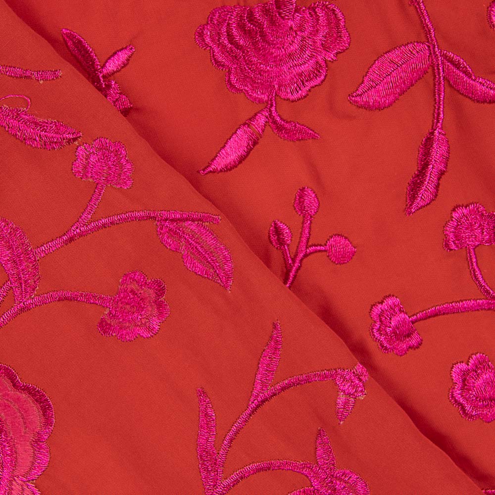Fuchsia Châle brodé Tencel Rouge - Ribes y Casals
