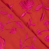 Fuchsia Châle brodé Tencel Rouge - Ribes y Casals