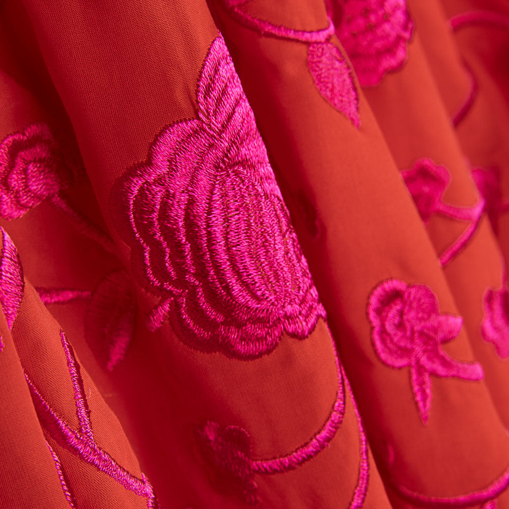 Fuchsia Châle brodé Tencel Rouge - Ribes y Casals