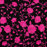 Fuchsia Châle Brodé Tencel Noir - Ribes y Casals