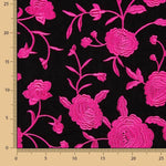 Fuchsia Châle Brodé Tencel Noir - Ribes y Casals
