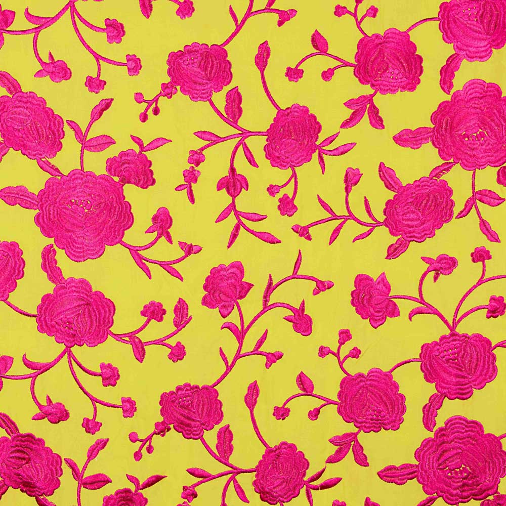 Fuchsia Châle brodé Tencel Jaune Albero - Ribes y Casals
