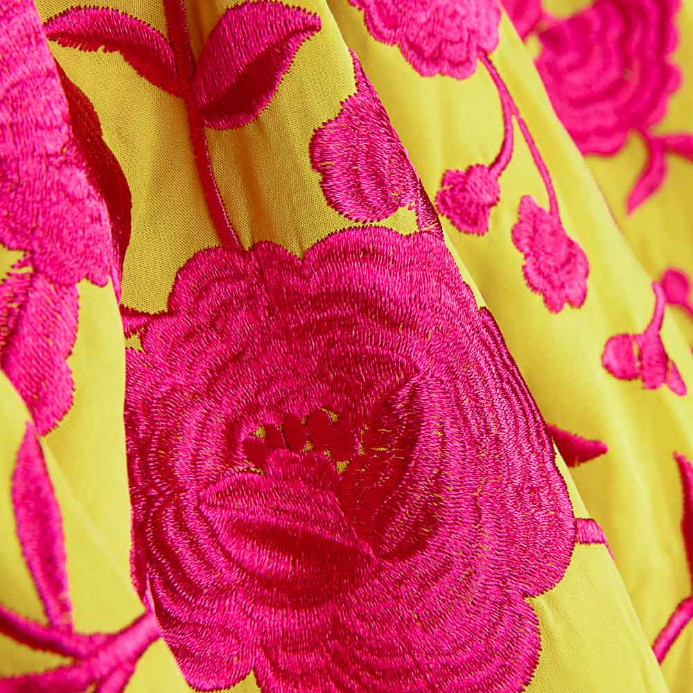 Fuchsia Châle brodé Tencel Jaune Albero - Ribes y Casals