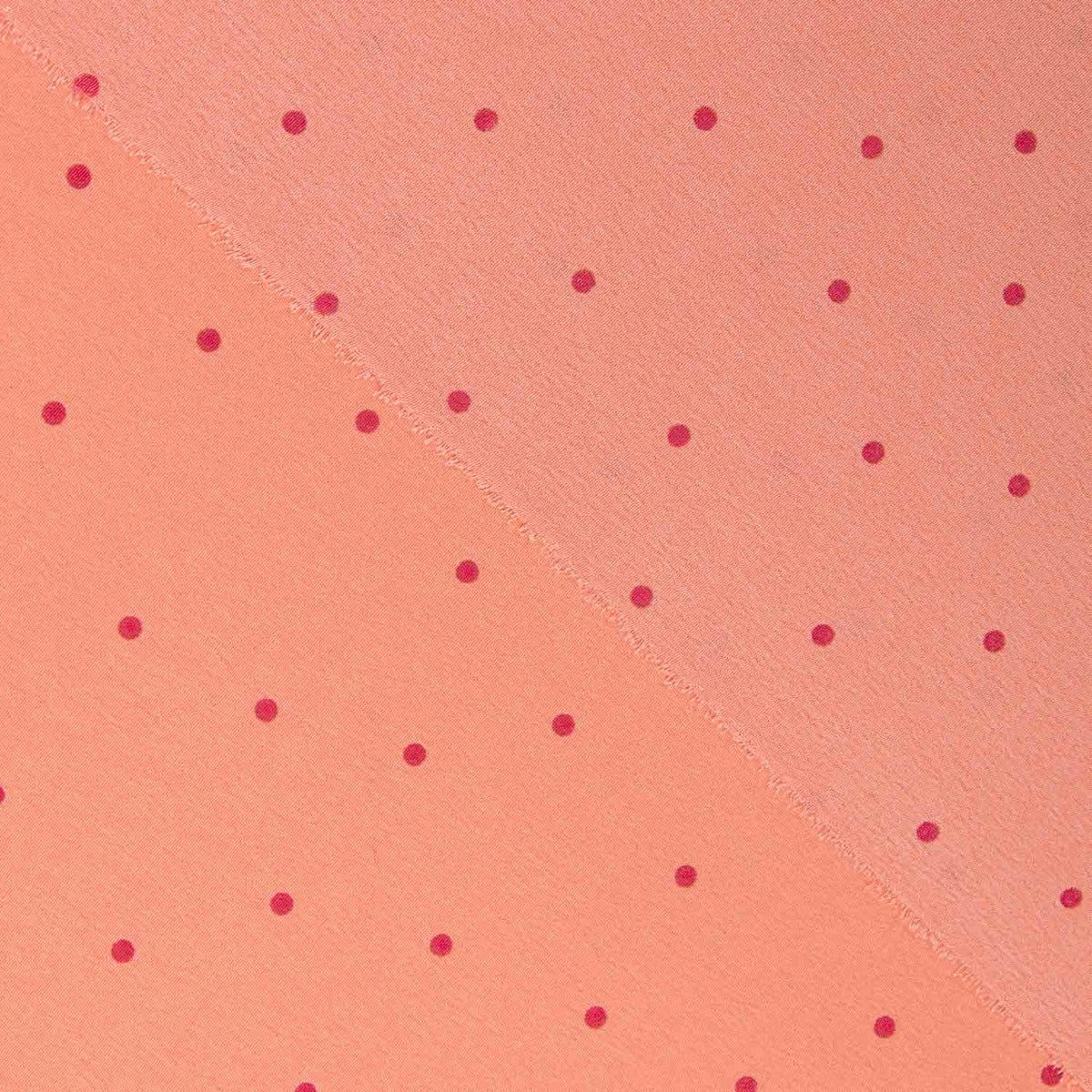 Polyester crêpé Great Drape Mini Polka Dots Coral - Ribes y Casals