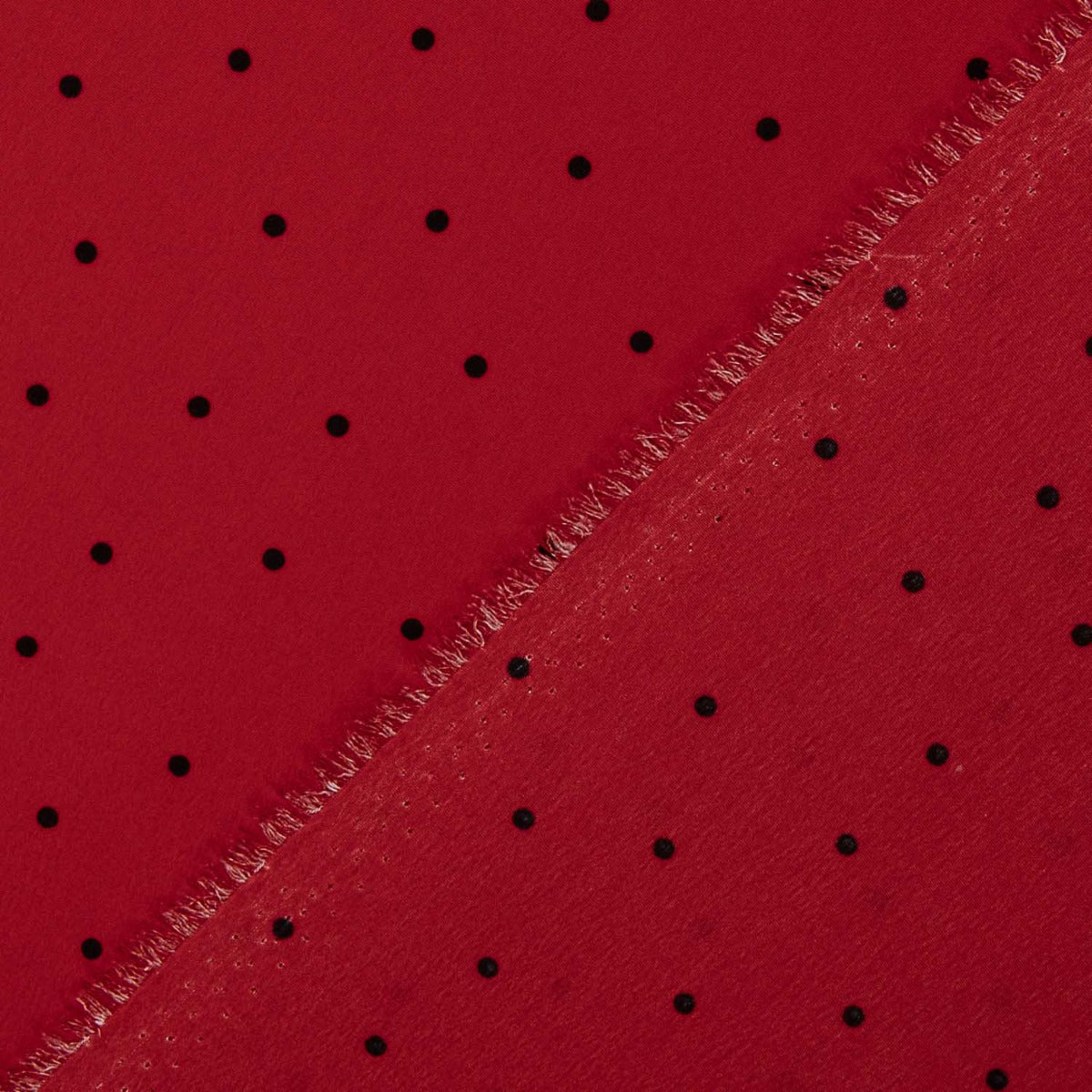 Polyester crêpé Grand Drape Mini Polka Dots Rouge - Ribes y Casals