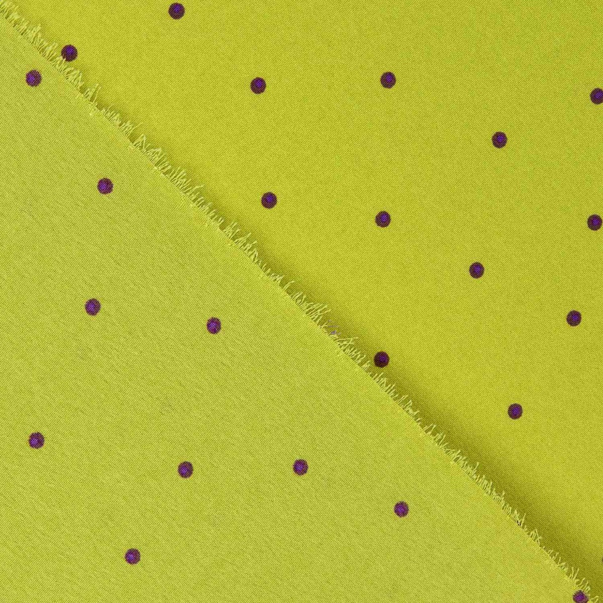 Polyester crêpé Grand drapé Mini pois Olive - Ribes y Casals