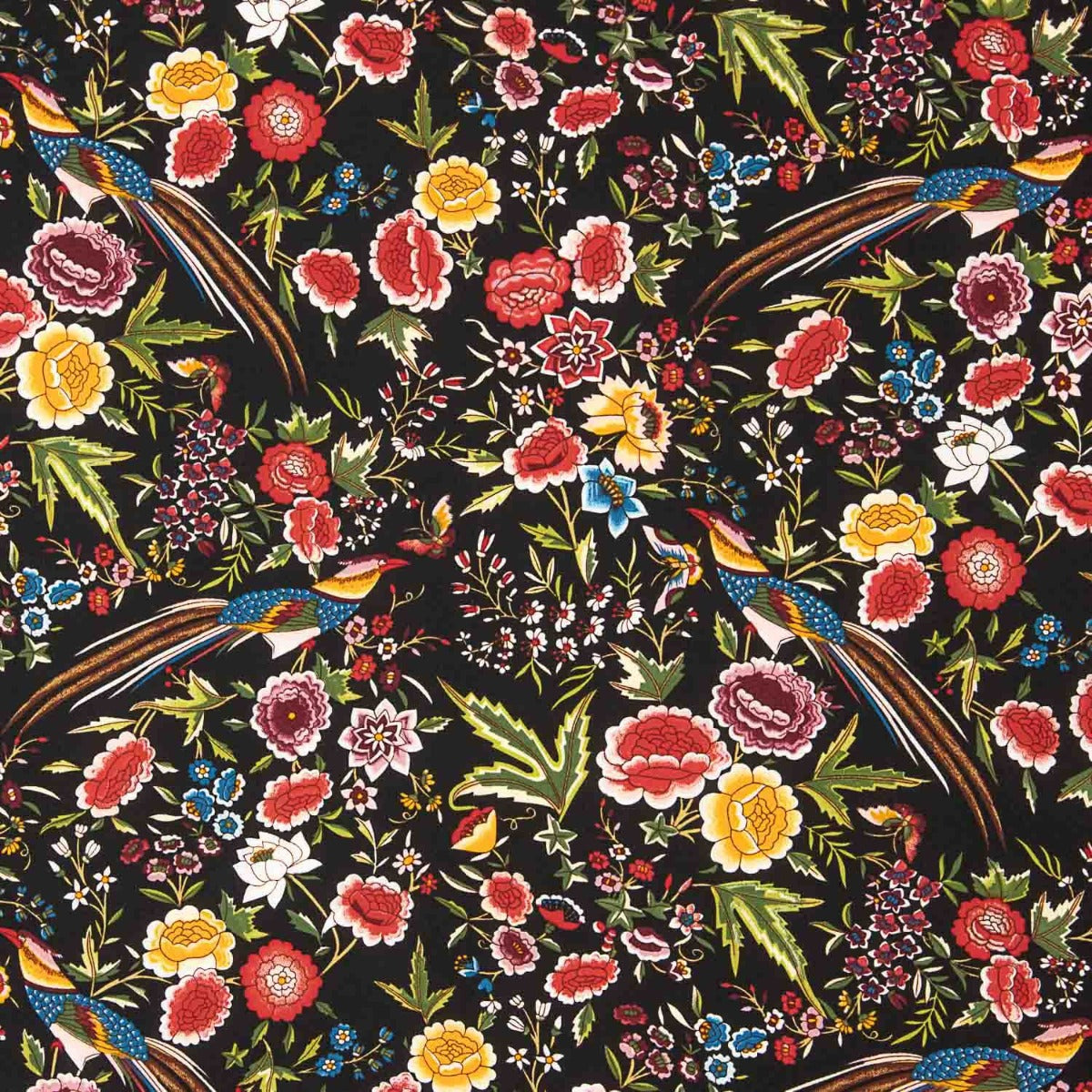 Crêpe Polyester Mantón imprimé Colibrí noir - Ribes y Casals