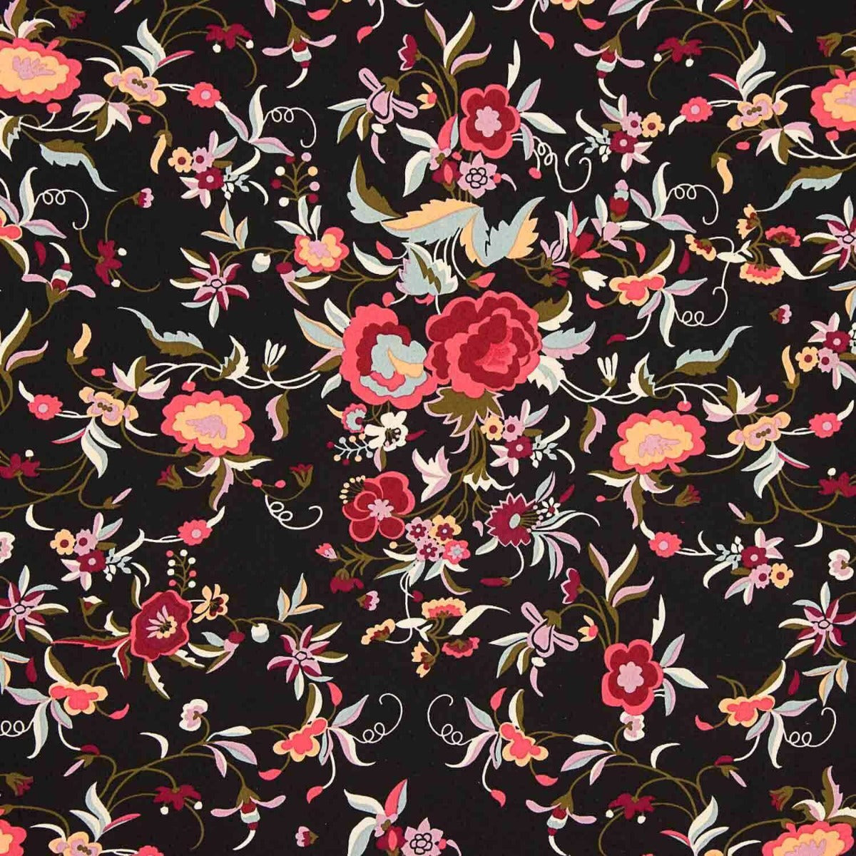 Crêpe Polyester Great Drape Mantón imprimé noir - Ribes y Casals