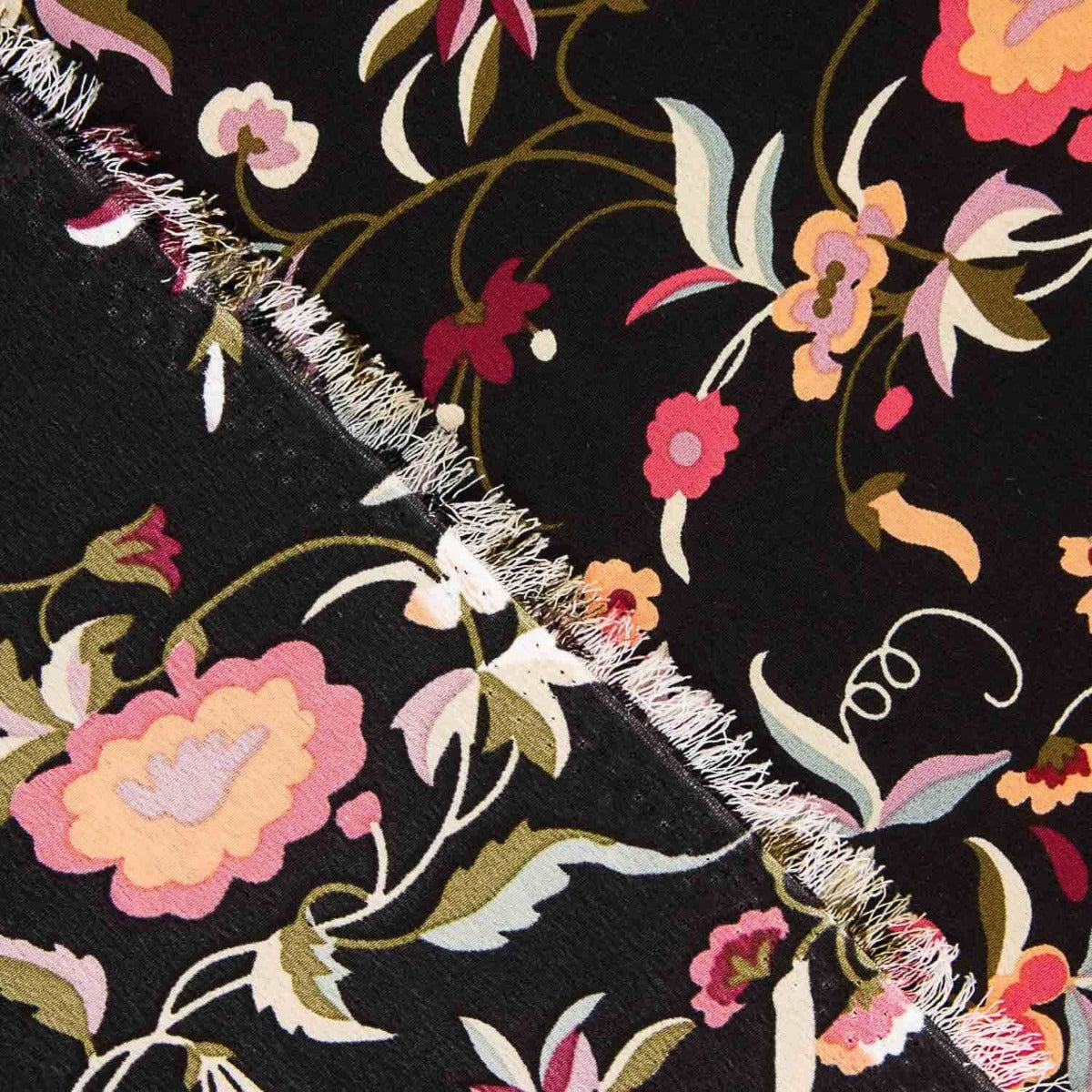 Crêpe Polyester Great Drape Mantón imprimé noir - Ribes y Casals