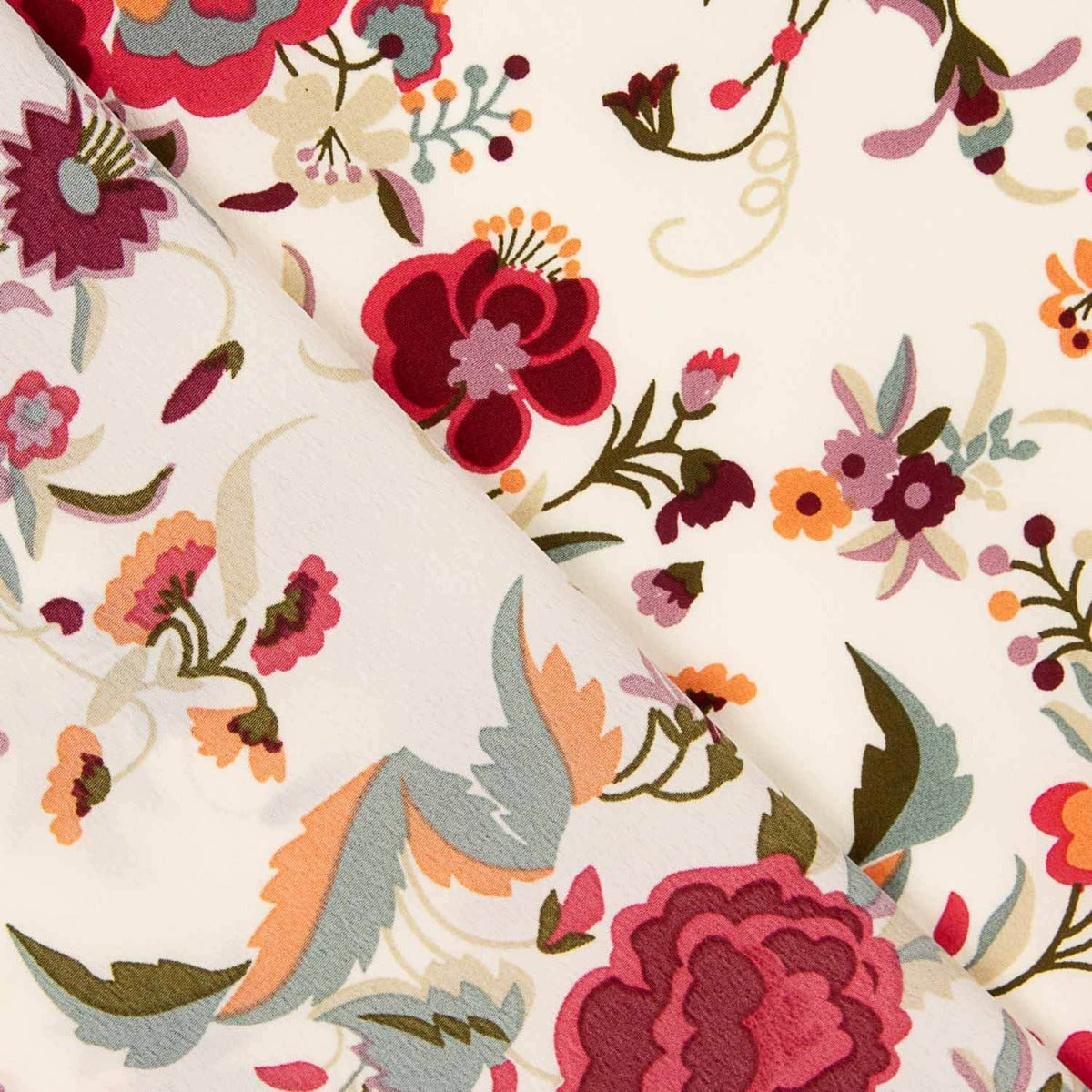 Polyester crêpé imprimé Mantón crème - Ribes y Casals