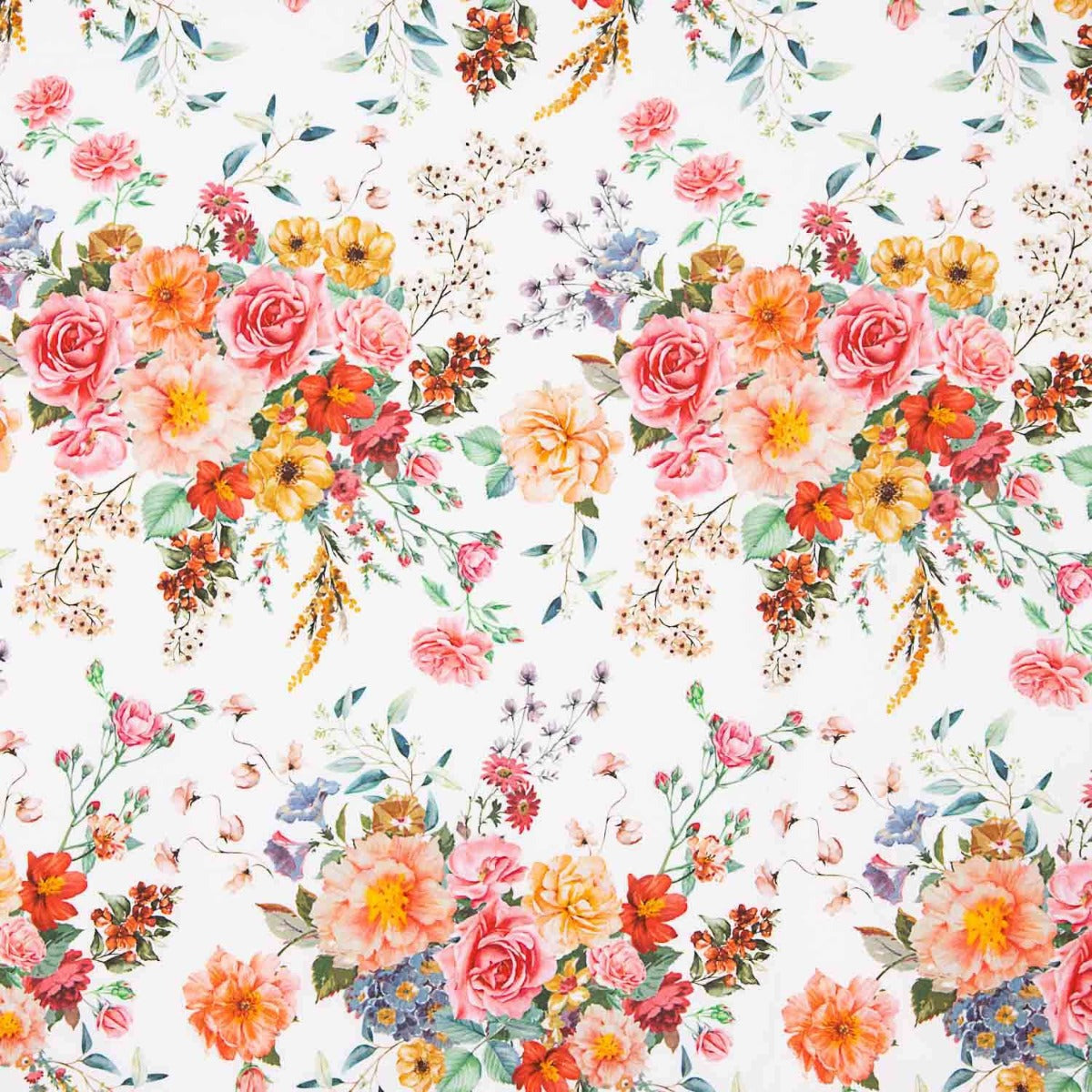 Popeline Flamenca imprimé floral blanc - Ribes y Casals