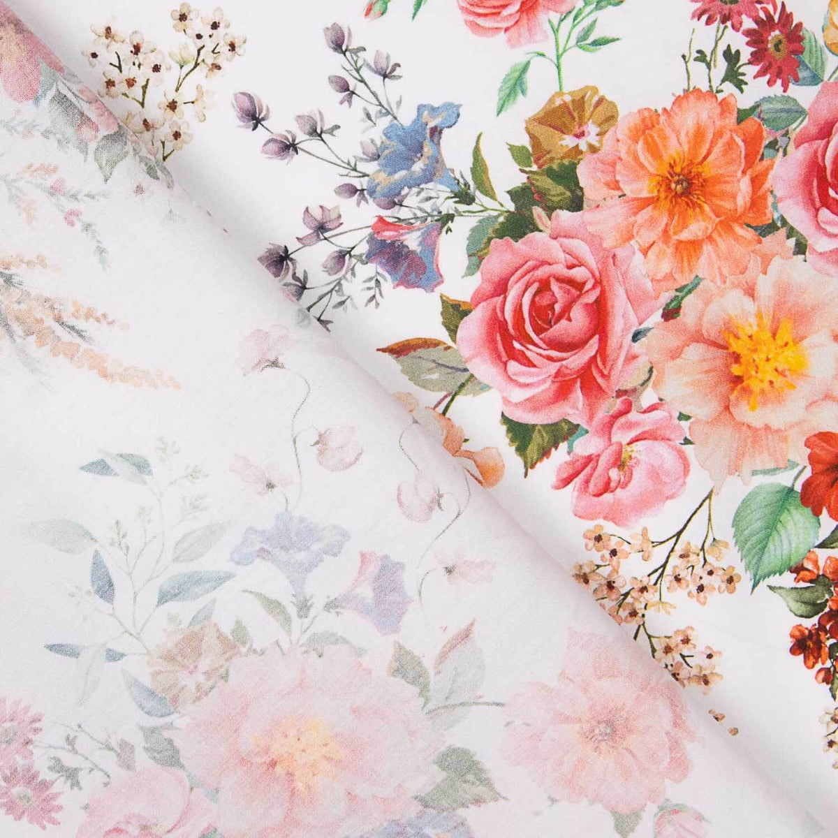 Popeline Flamenca imprimé floral blanc - Ribes y Casals