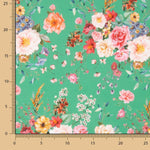 Popeline Flamenca imprimé floral vert - Ribes y Casals