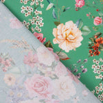 Popeline Flamenca imprimé floral vert - Ribes y Casals