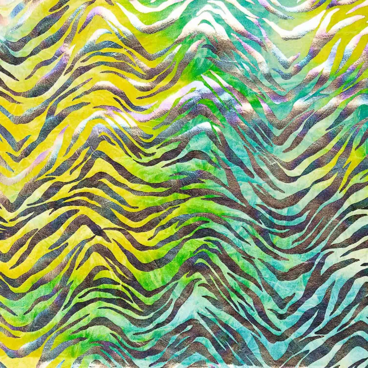 Tissu en lycra velours imprimé zèbre holographique vert lime - Ribes y Casals