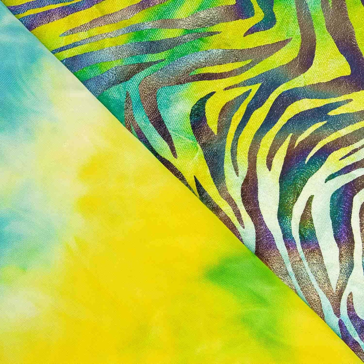 Tissu en lycra velours imprimé zèbre holographique vert lime - Ribes y Casals