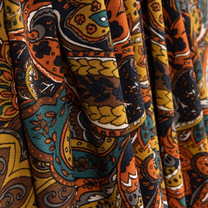 Maille en viscose imprimée Paisley multicolore - Ribes y Casals