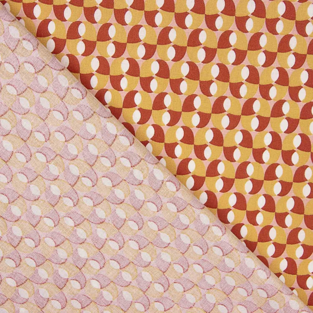 Percale Coton Rétro Ocre-Rose - Ribes y Casals