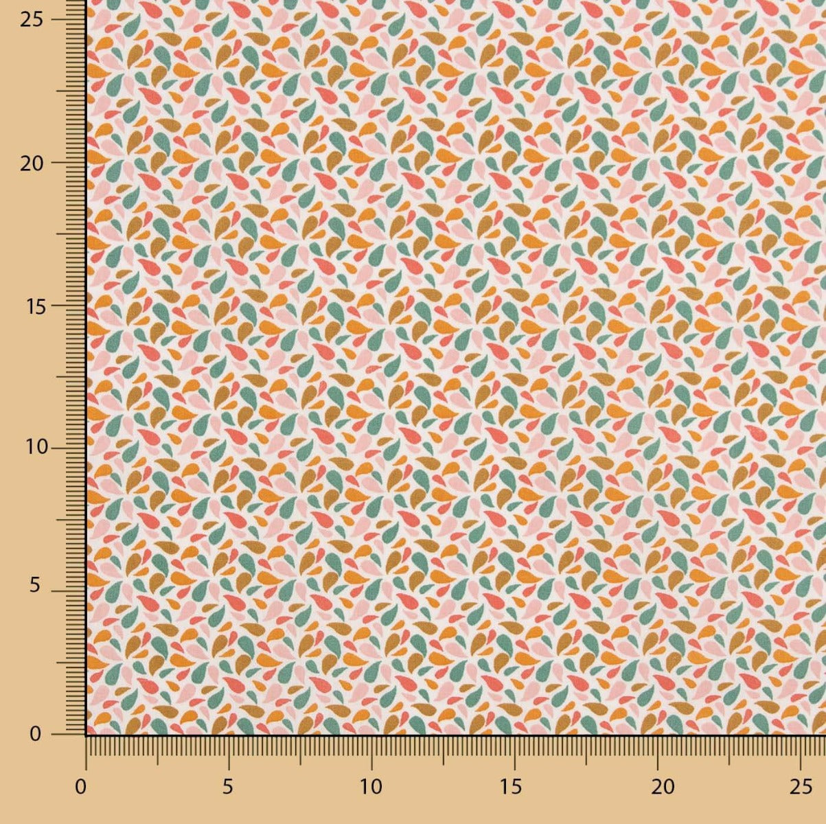 Percale Coton Pétales Ocre-Rose - Ribes y Casals