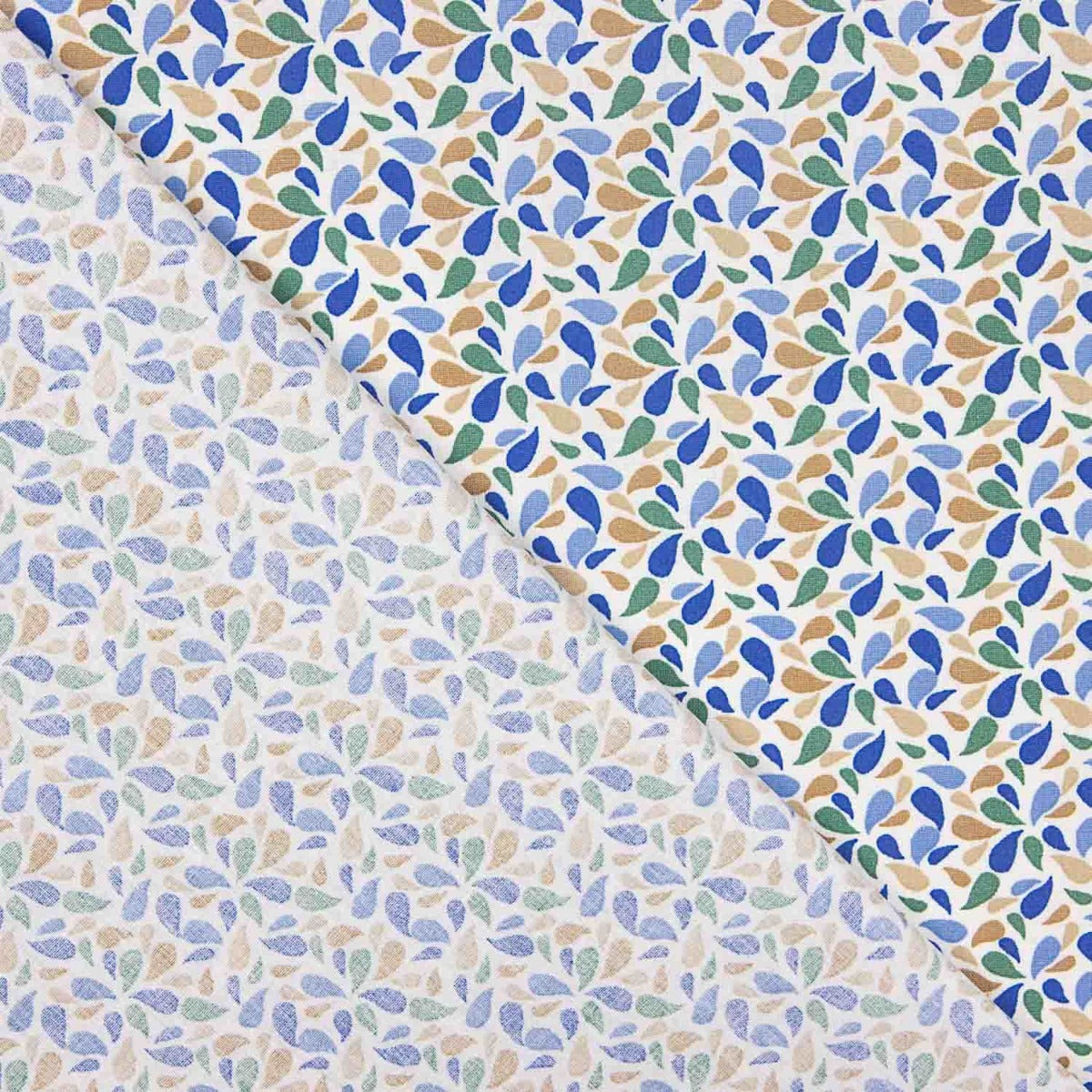 Retal Percal Algodón Pétalos Azul-Verde 130x148 cm - Ribes y Casals