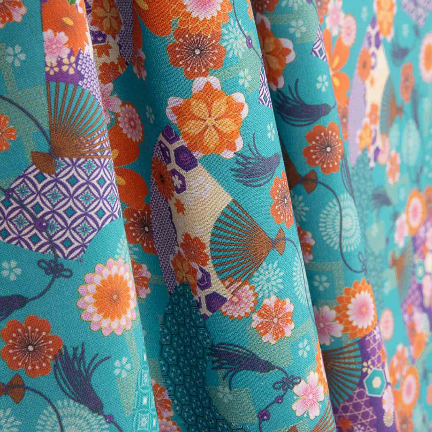 Popeline de coton imprimée Éventails - Ribes y Casals