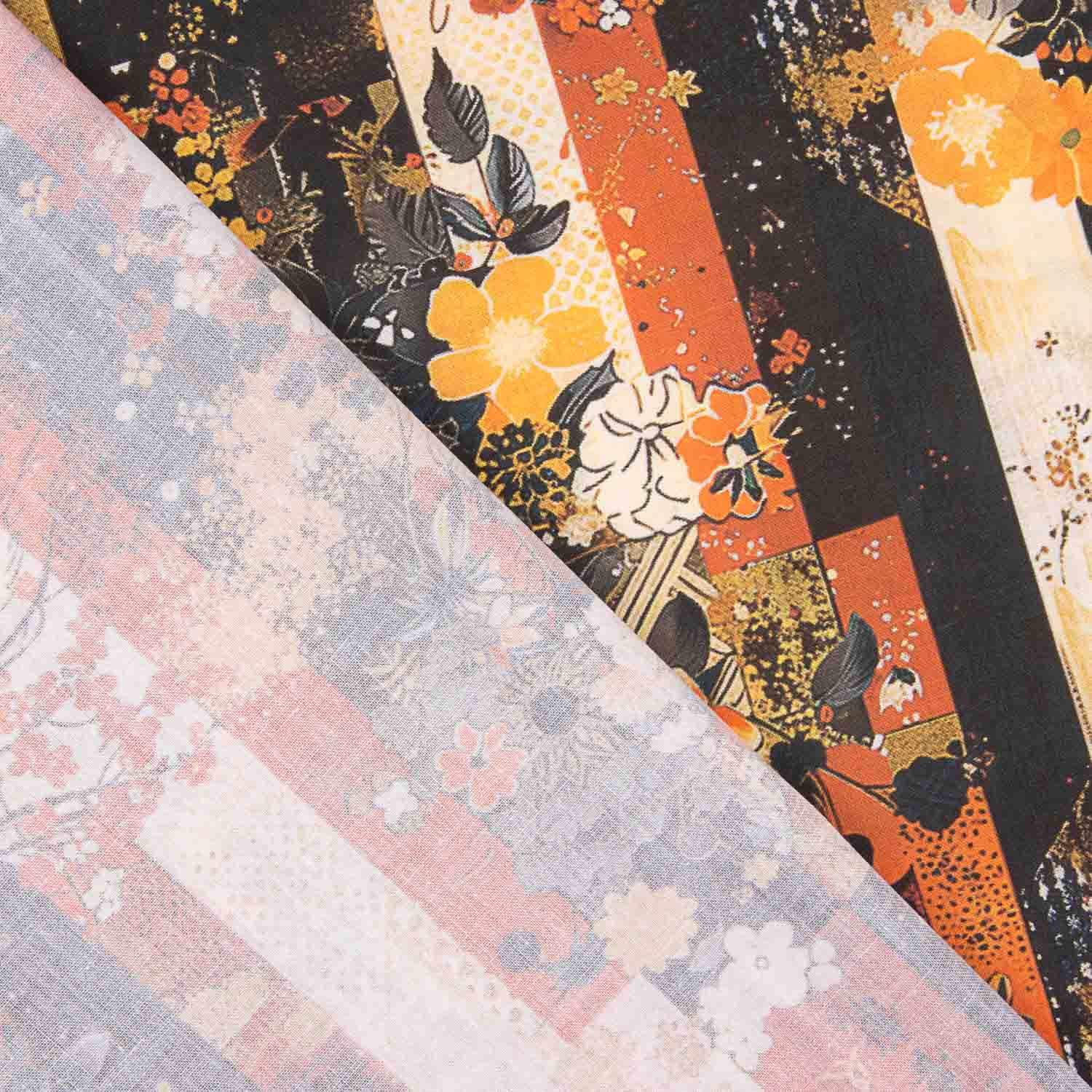 Popeline de coton imprimé floral japonais - Ribes y Casals