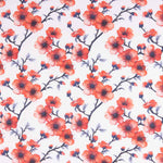 Popeline de coton imprimée branches Sakura corail - Ribes y Casals