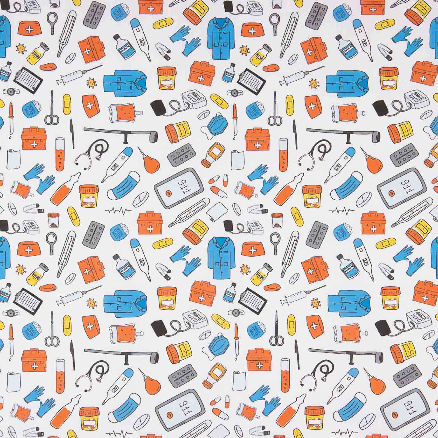Popeline de coton imprimée Ustensiles médicaux - Ribes y Casals