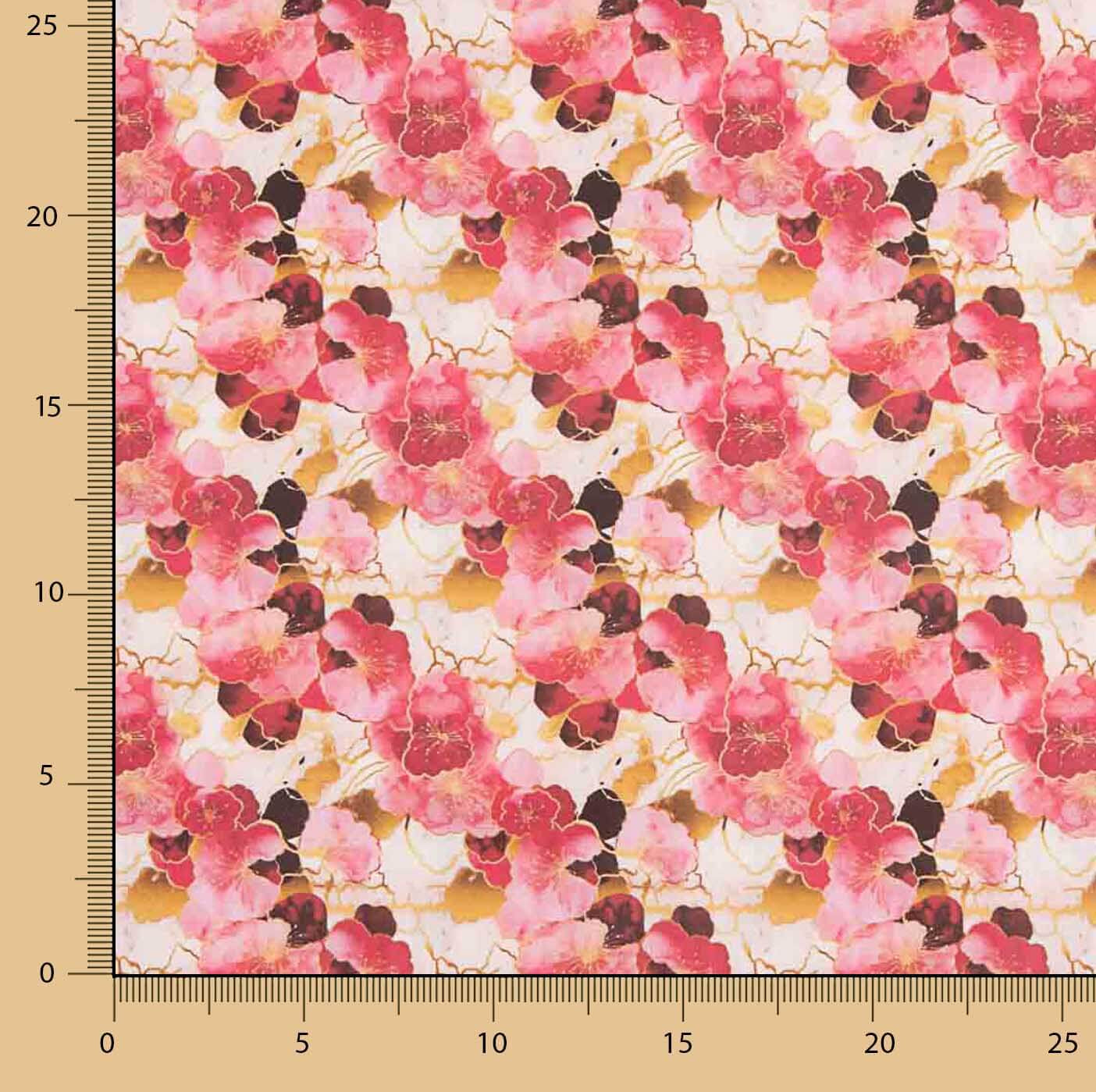 Popeline de coton imprimée fleurs aquarelle rose - Ribes y Casals