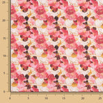 Popeline de coton imprimée fleurs aquarelle rose - Ribes y Casals