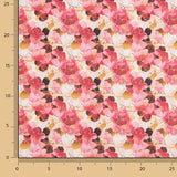 Popeline de coton imprimée fleurs aquarelle rose - Ribes y Casals