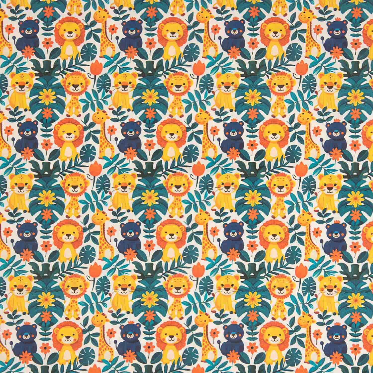 Popeline de Coton Imprimée Safari Enfant - Ribes y Casals