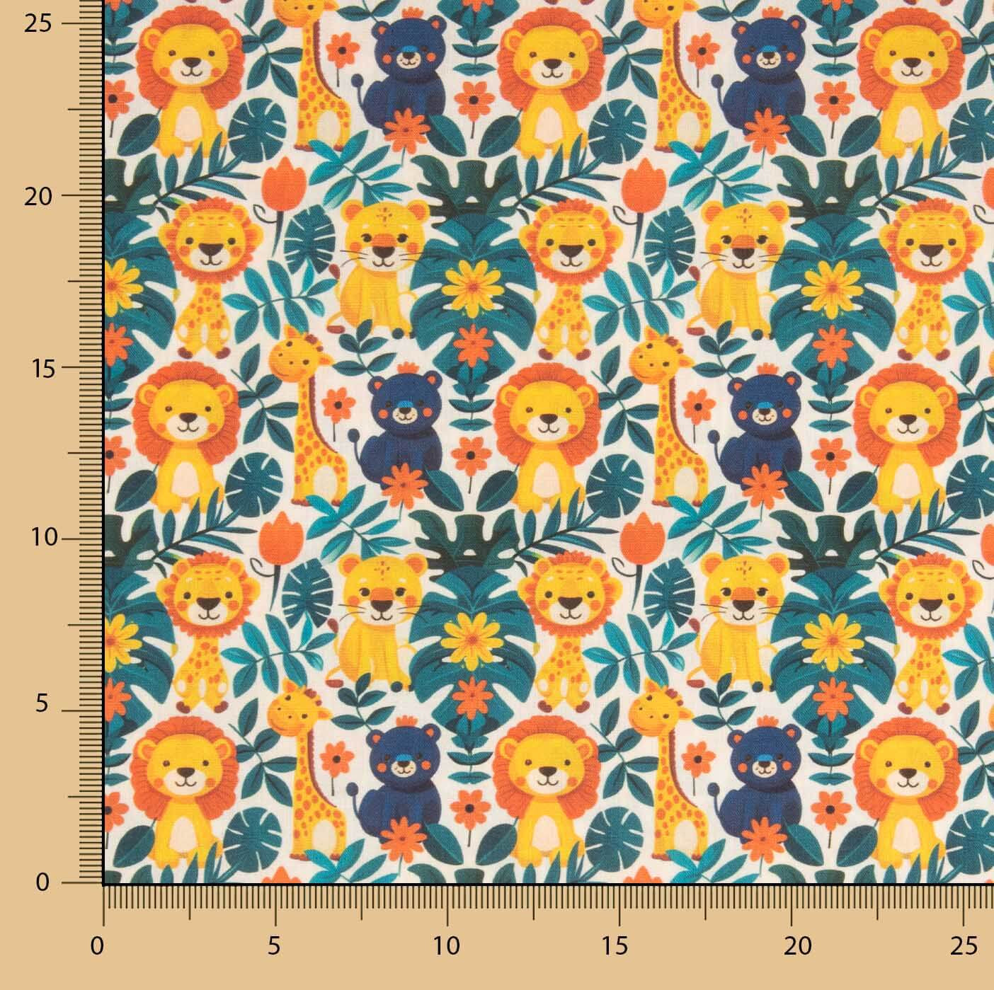 Popeline de Coton Imprimée Safari Enfant - Ribes y Casals