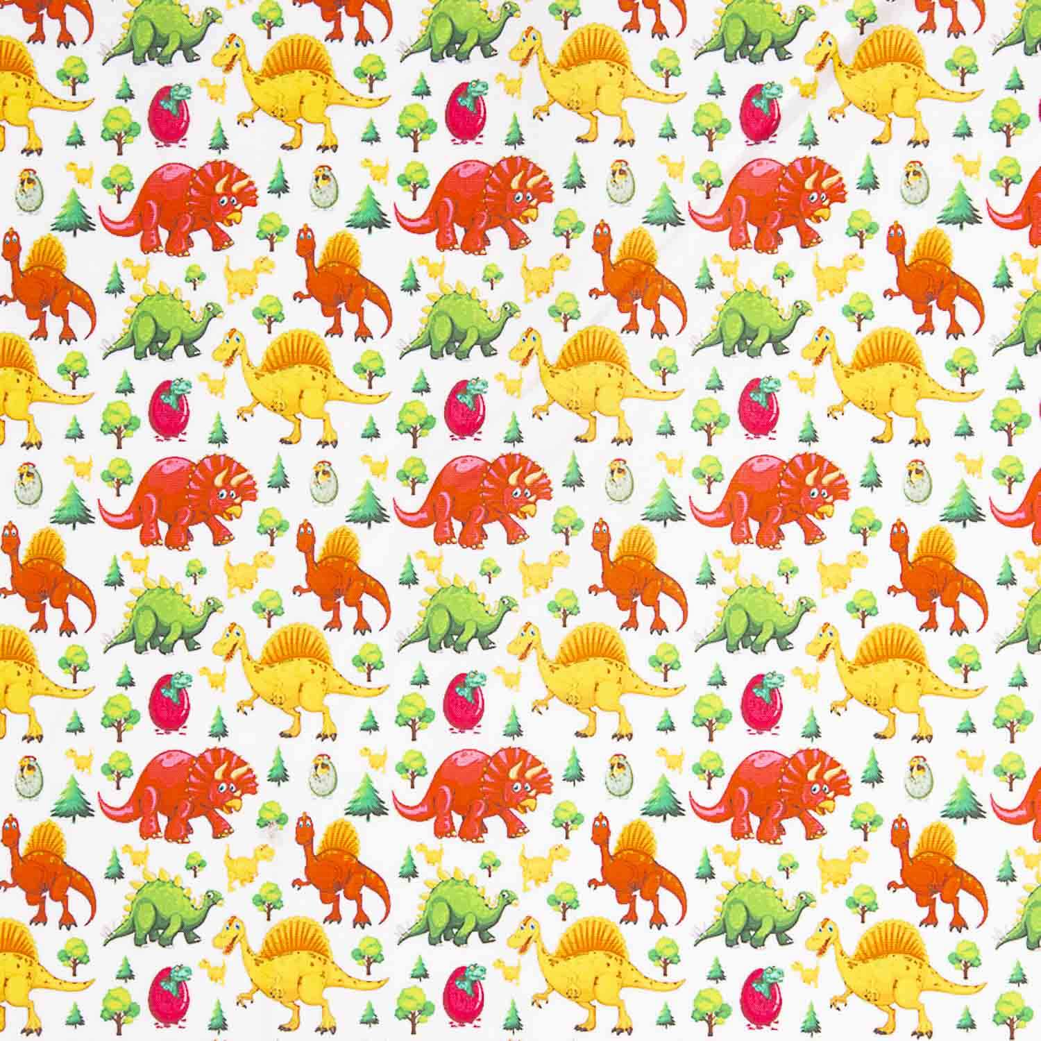 Popeline de Coton Imprimée Dinosaures Enfant - Ribes y Casals