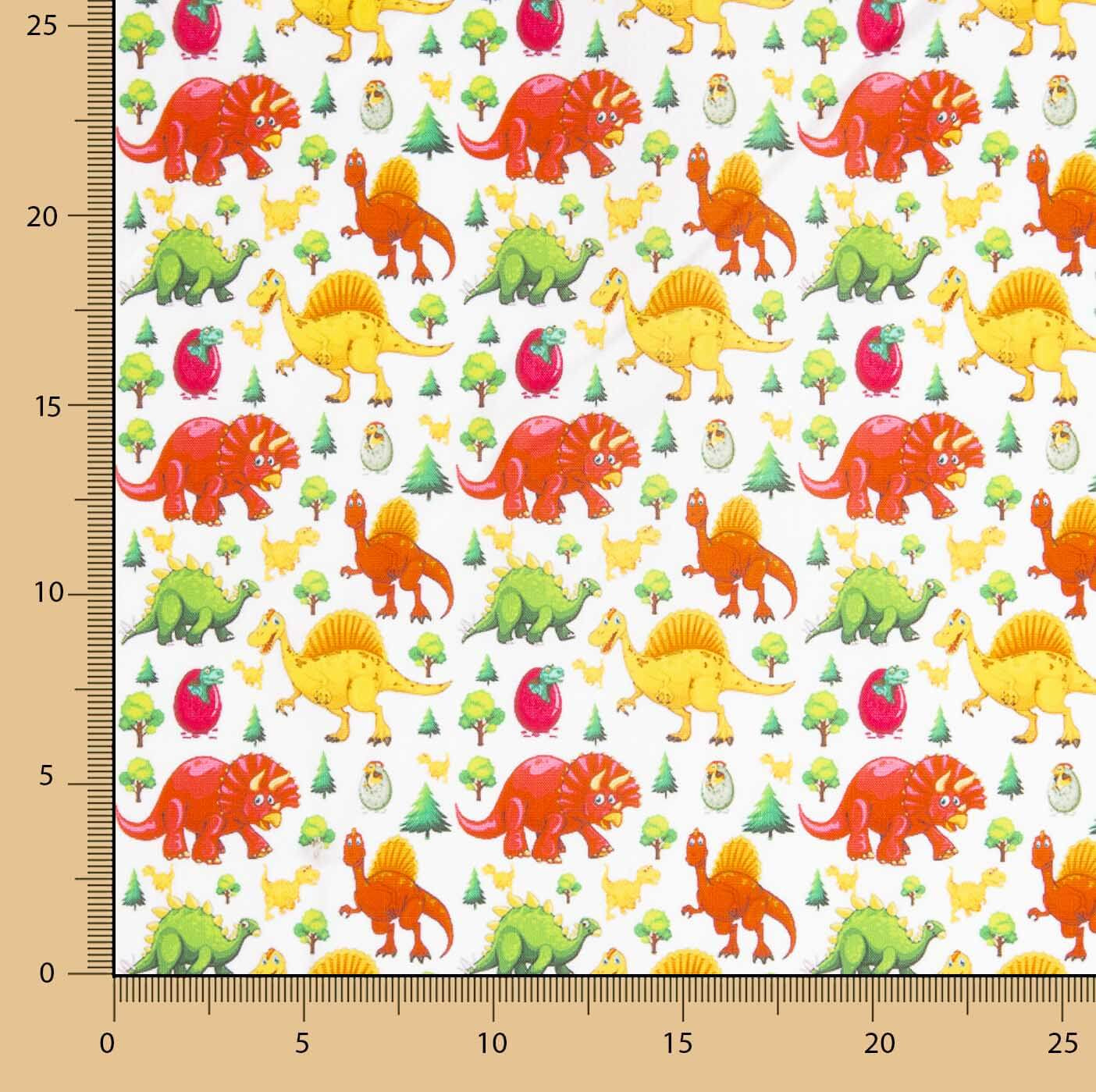 Popeline de Coton Imprimée Dinosaures Enfant - Ribes y Casals