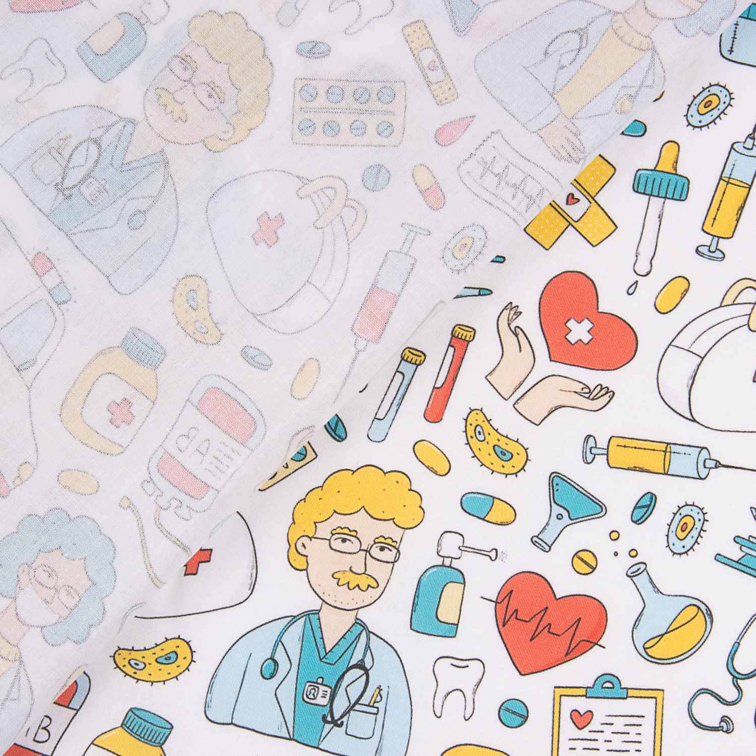 Popeline de coton imprimée Médecins Enfants - Ribes y Casals