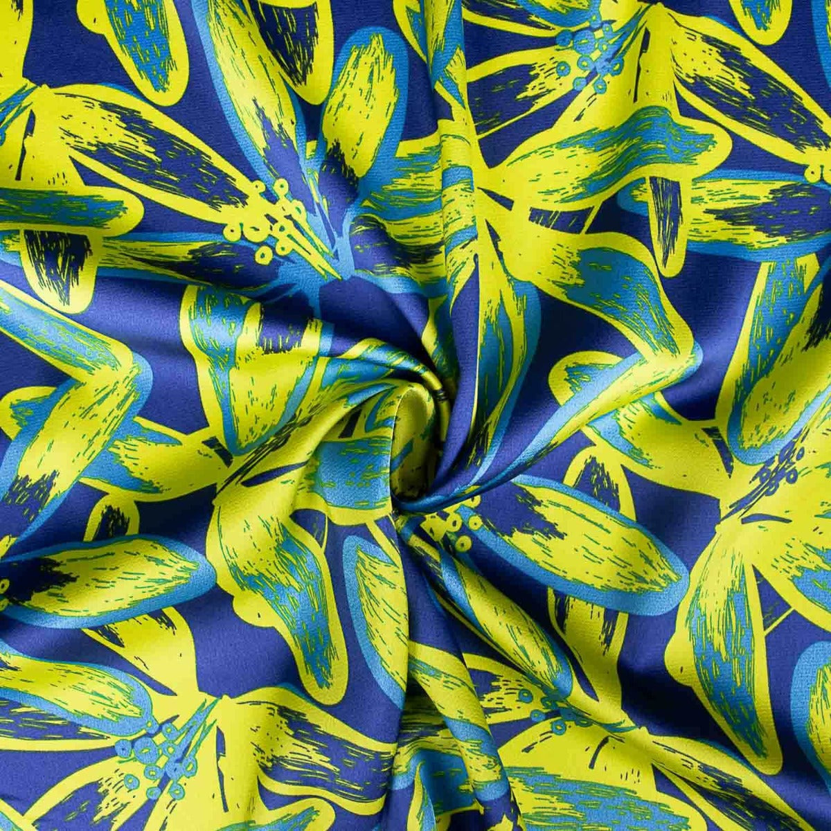Crêpe satin bleu tropical - Ribes y Casals