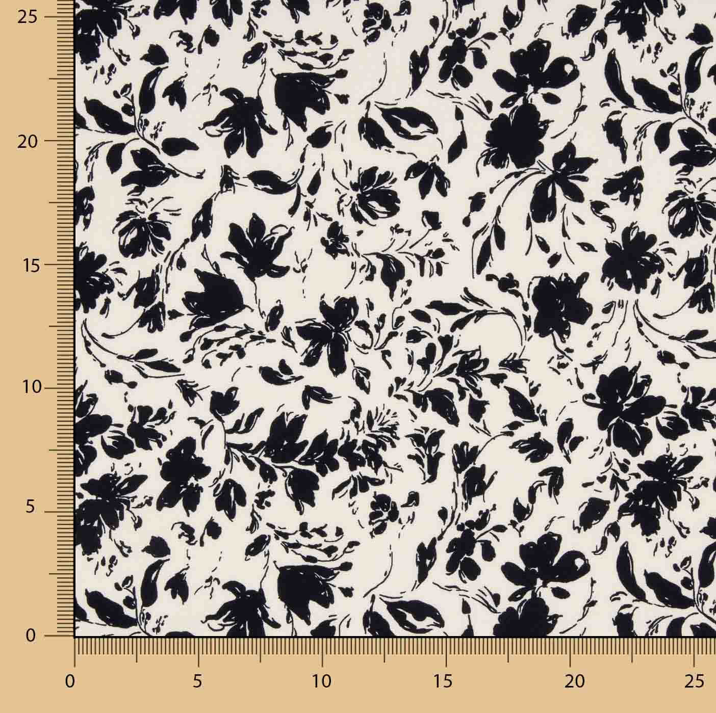 Popeline de bambou noir à fleurs - Ribes y Casals